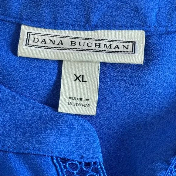 Dana Buchman Blue Blouse Crochet Trim 3/4 Sleeve XL New With Tags (flawed) - Picture 12 of 15